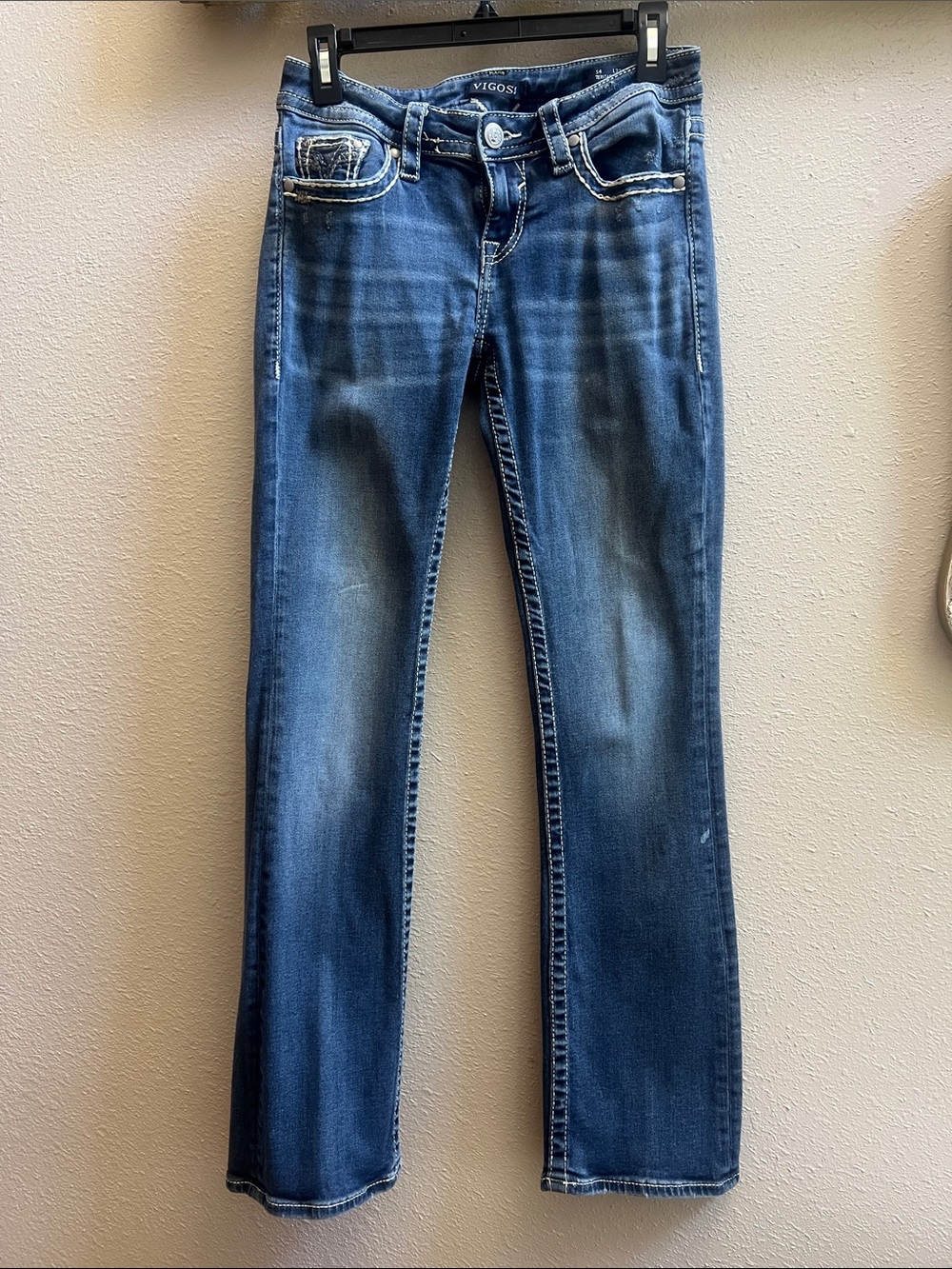 Vigoss Medium Blue Slim Boot Jeans with Light Whiskering